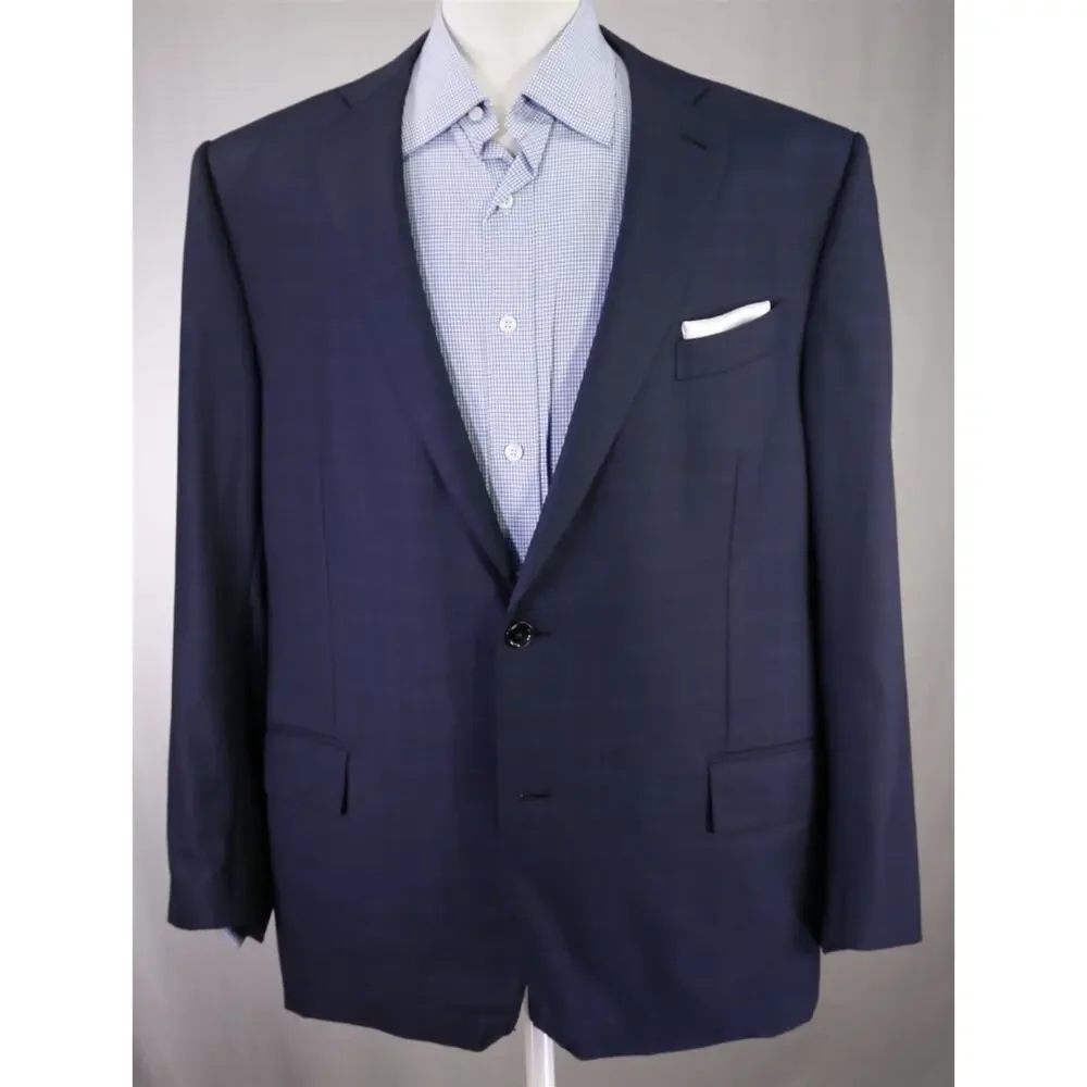 Ermenegildo Zegna 15 Milmil 15 Current Navy Blue Plaid 2Btn Sportcoat Blazer 42S
